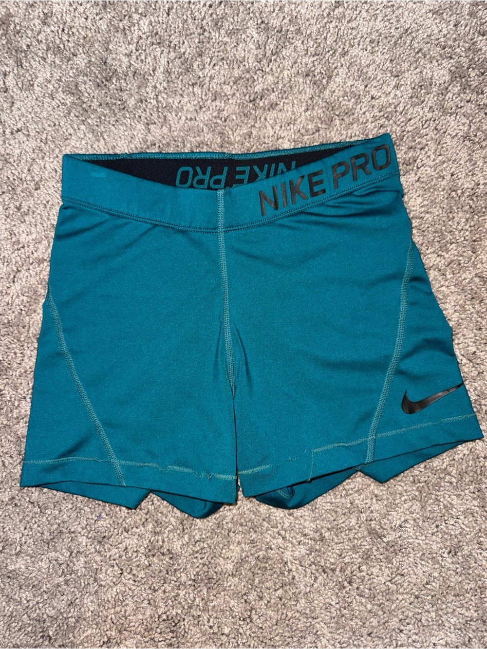 Small Nike Pro Dri-Fit Teal Women's Athletic Compression Spandex Bike Shorts